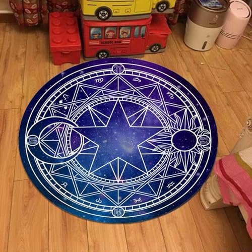 ゲーミングカーペット 丸形 二次元 魔法陣 コスプレイヤー 撮影道具 チェアマット 床保護 大判 滑り止め おしゃれ 欧米風 傷防止 パッド 凹み防止 床キズ防止カーペット 直径100cm
