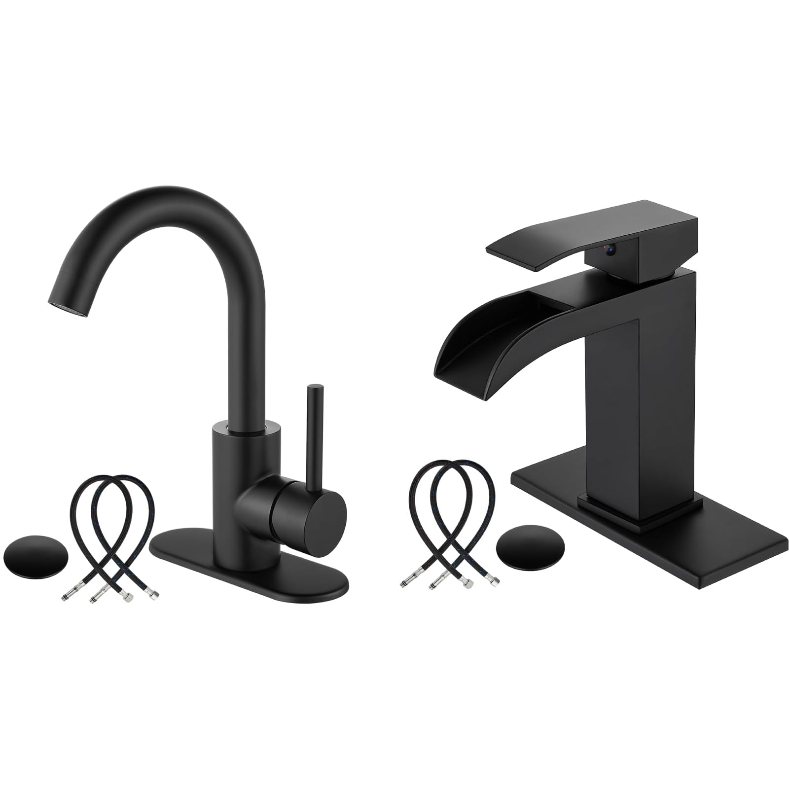 Hcfyauis Women's Black Matte Wet Bar Sink Faucet Kitchen Faucet 1 Hole Farmhouse Rv Vanity Lavatory Faucet With Matte Single Handle Slotted Waterfall Bathroom Sink Faucet With Pop Up Drain