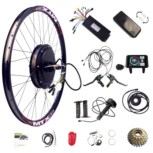 E-bike 2000W52V Motor Kits XT150 XT90 Connectors Rear Wheel Convesion Kits Ron Type Throttle Kits 27.5 Wheel UKC1 Display 45A Controller V12 PAS Brake Ron Type Throttle Controller Box
