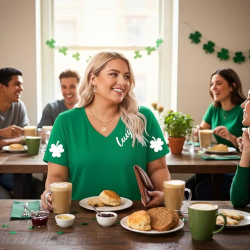 Image of ForHailey Women's Plus Size Short Sleeve Tee Shirt V Neck Basic Ladies Loose Fit T Shirt 1X-5X