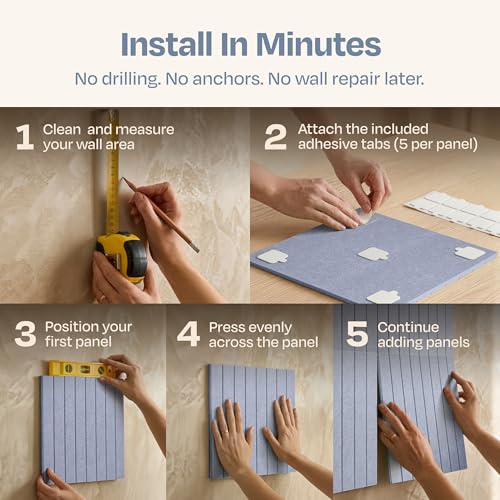 Image of X-Large Cork Board Alternative 12-Pack Felt Bulletin Board Thick and Decorative Pin Board for Home Office Walls 47.24 x 35.43 Inches with 72 Adhesive Tabs - [Dusky Gray]