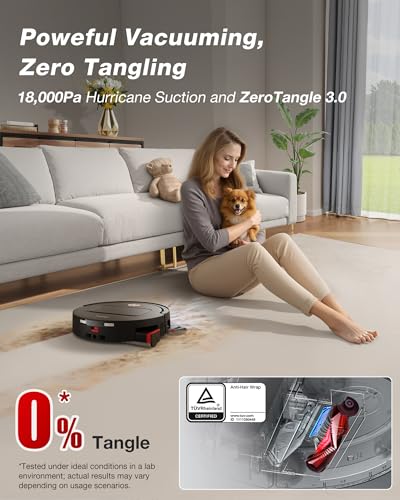 Image of Yeedi M14 Plus Robot Vacuum and Mop, 18,000Pa Suction, OZMO Roller Instant Self-Washing Mopping, 167℉ Smart Dynamic Hot Wash & Auto-Dry, ZeroTangle 3.0 Anti-Hair Brush, All-in-One Omni Station, Black