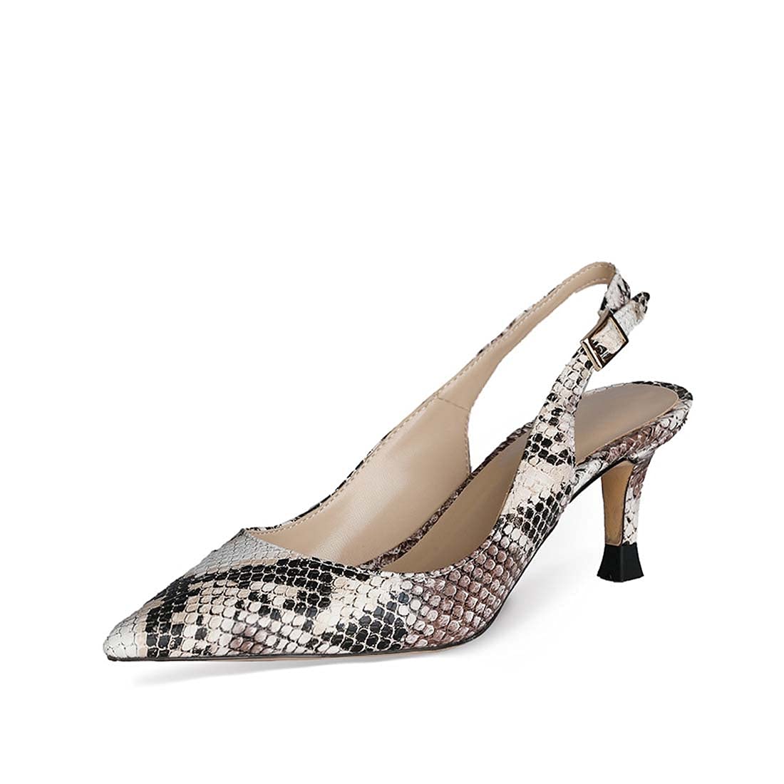 LIUYUE-Xin Women's Sandals Summer All-Match Fashion Pointed Toe Stiletto Ankle Straps Shallow Mouth High Heels (Color : Black Snake Pattern, Size : 41)