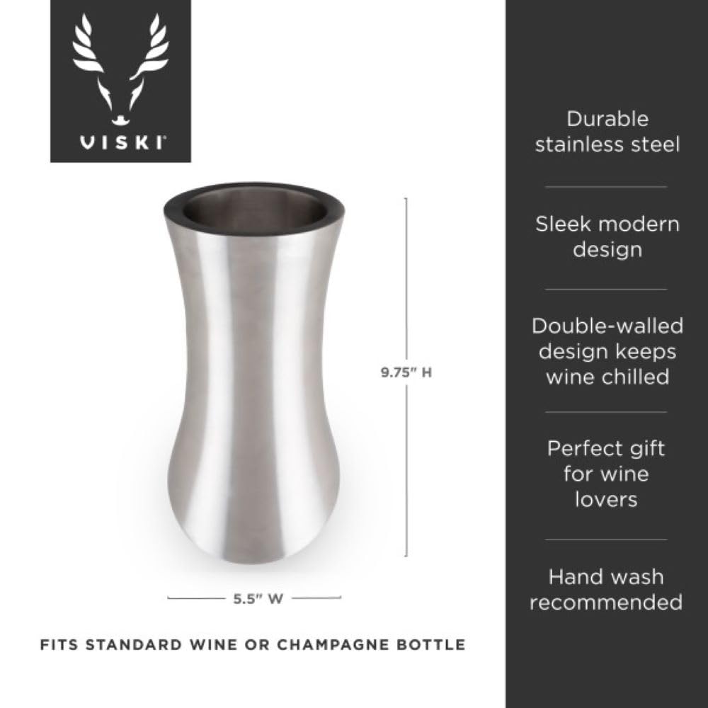 Harrison - Enfriador convexo de acero inoxidable aislado para botellas de vino Viski