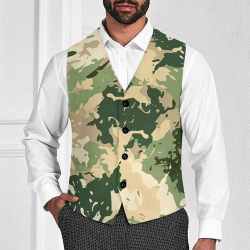 Camouflage Pattern Novelty Men's Suit Vest Casual Formal Dress Vests Business Waistcoat2