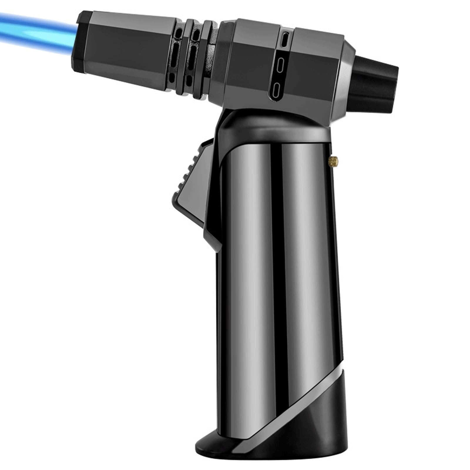 Briquet au butane portable coupe-vent avec flamme réglable et verrouillage