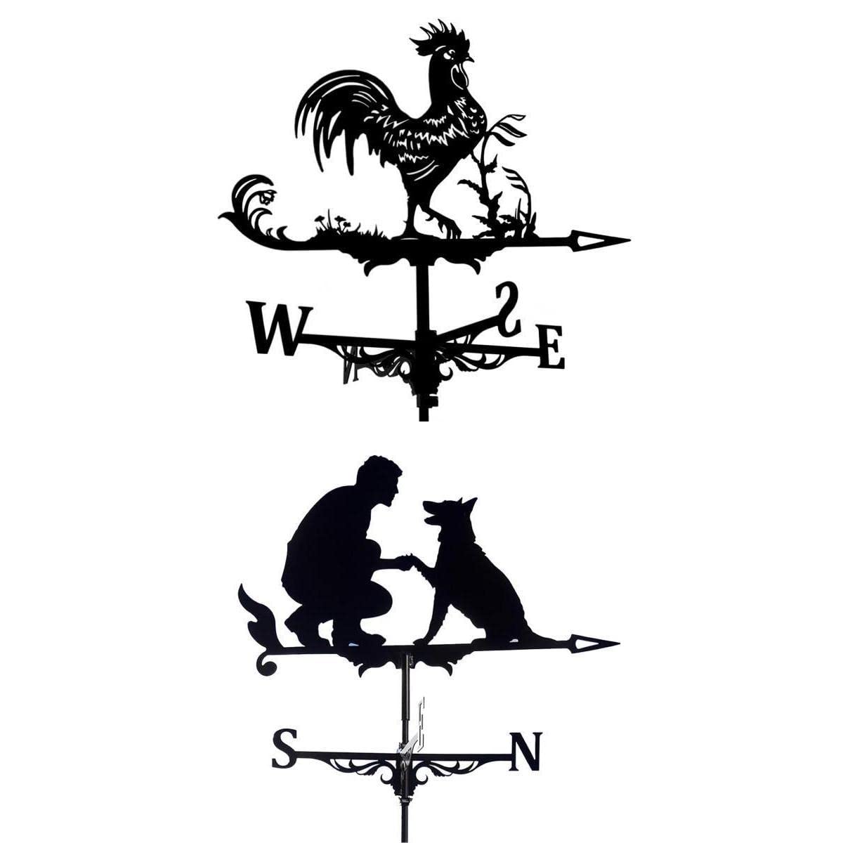 bnf® 2X Black Rooster Weathervane Weather Vane Garden Outdoor Yard Farm Decor | Yard, Garden & Outdoor Living | Garden D©cor | Weathervanes-image-45
