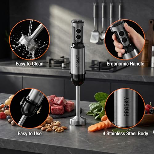 Image of Immersion Blender Handheld 1200W, 20-speeds Immersion Hand Blenders, Hand Mixer with Mining Beaker,Chopper,Whisk, Frother and Stick Blender Suitable for Kitchen, Protein Shakes and Baby Food