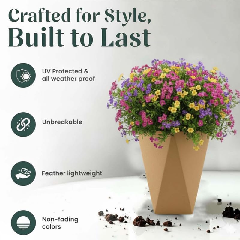 Image of Amazon Brand - Umi Diamond 18 Inch Pots for Planter & Flowers Big Size Gamla - Lightweight, Durable Outdoor & Indoor Planters, Perfect for Balcony & Terrace Gardens (Brown)