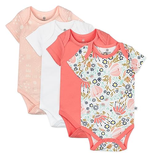Image of HonestBaby 4-pack Short Sleeve Bodysuits One-piece 100% Organic Cotton for Baby Boys, Girls, Unisex