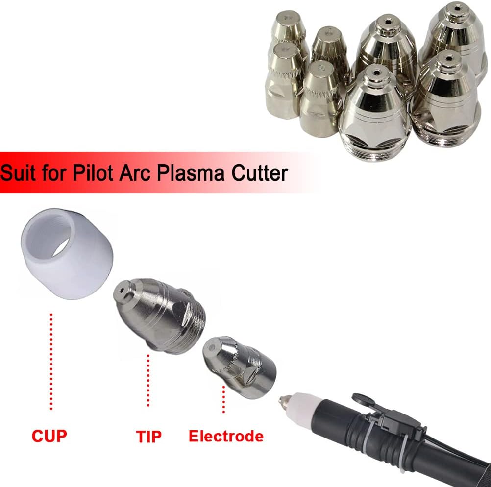 Plasma Cutter Consumables 50PCS P80 Plasma Cutting Accessories For Pilot Arc Non-touch Plasma Cutter Torch Gun P80 Electrode Nozzle Tip Cup 50PCS