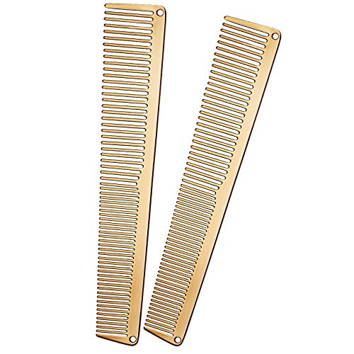 2 Pieces Metal Comb Set Styling Comb Metal Barber Comb Stainless Steel Hair Comb Fine Cutting Comb Hairdressing Comb Metal Detangling Comb for Men Women Salon