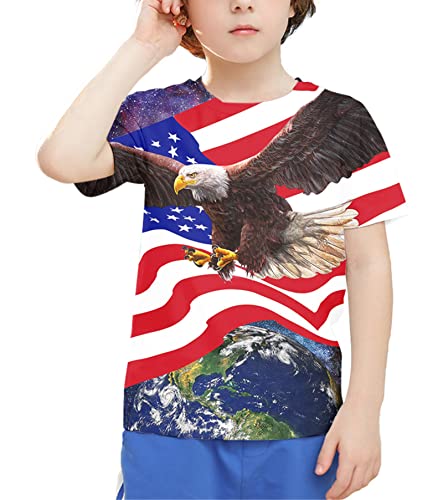 Image of Linnhoy Kids 3D Print Fashion Graphic T-Shirts for Boys Girls 6-16 Years | Unisex Colorful Short Sleeve, Crewneck, Breathable Fabric, Suitable for Daily Sport Festival Wear