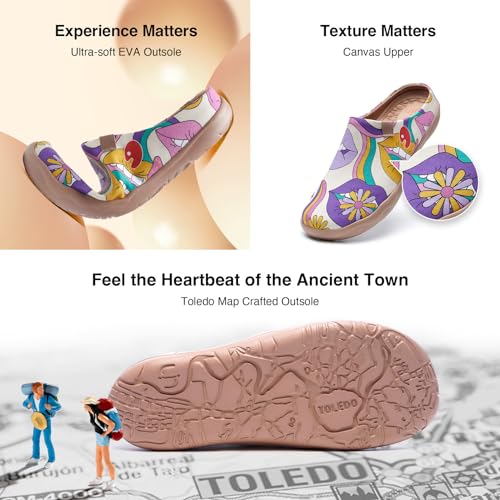 Image of UIN Slipper Woman Travel Art Painted Shoes Wide Toe Casual Home Slip On Mules Malaga