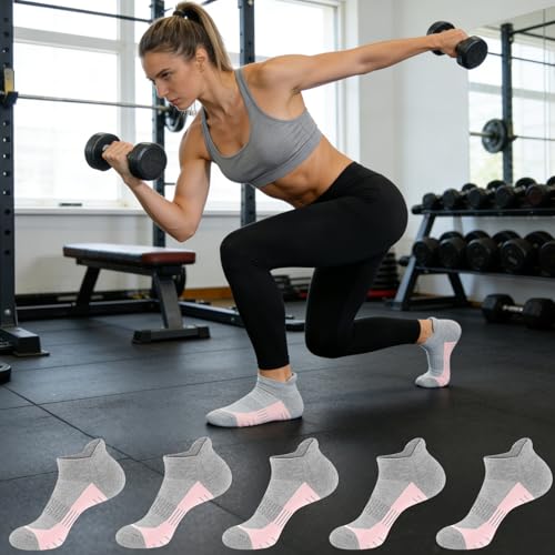 Image of cuangya Ankle Socks for Women - Athletic Low Cut Running Cushioned Socks (3-5 Pairs)