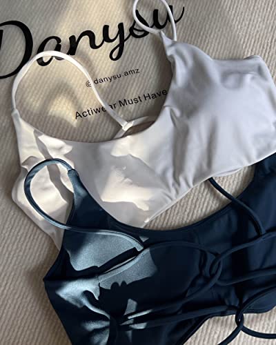 Image of Danysu Backless Sports Bra Soft Workout Tops with Removable Padded Yoga Training Bras Strappy Going Out Top
