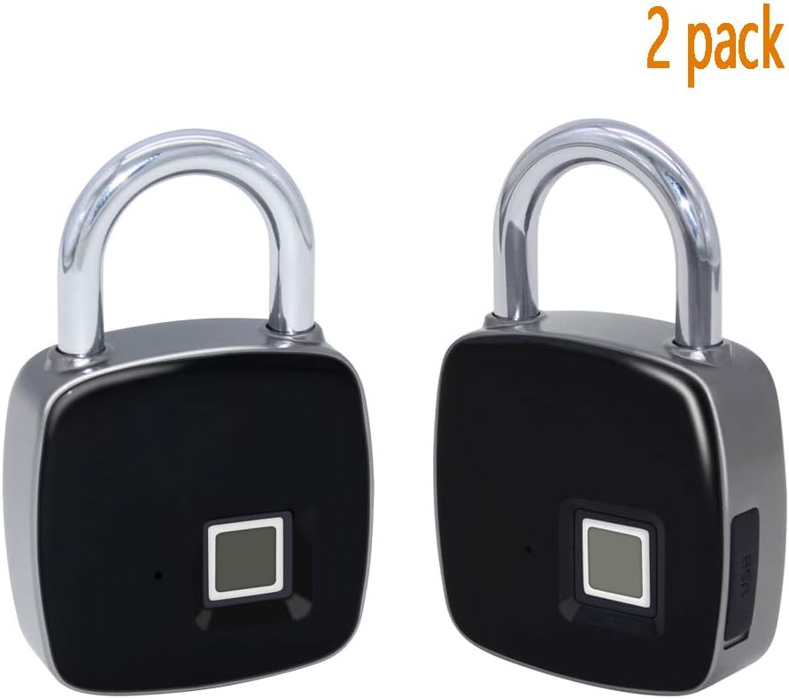 Fingerprint Padlock Smart Biometric Lock Quick Access Ketless Metal Waterproof Portable Security Safe Lock Anti-Theft Padlock Suitable for Suitcase,Gym Locker,Cupboard,Drawer