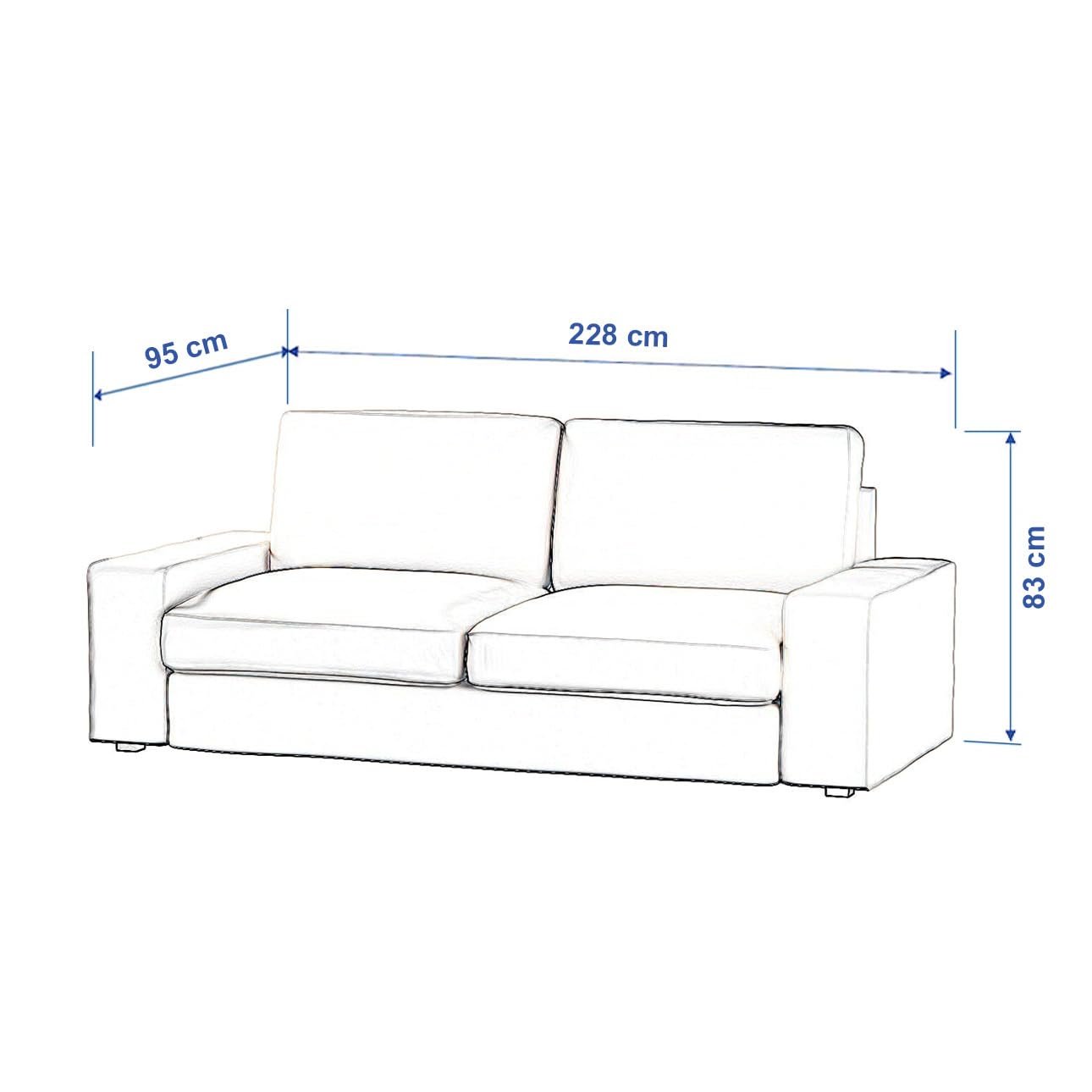 Dekoria Housse de rechange pour canapé Kivik 3 places compatible avec le modèle Kivik, beige