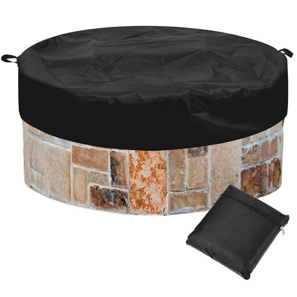 Housse ronde pour brasero enterré de terrasse – 145 cm de diamètre – Tissu Oxford 420D réglable de 129,5 à 144,8 cm – Protection résistante aux intempéries pour l'extérieur