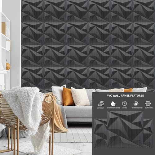 Image of Kayra Decor Wall Panels for Bedroom Alps Design Grey Pine Wood Color 19.7 inch x 19.7 inch (Pack of 12) - Covers 32.34 Sq. Ft.