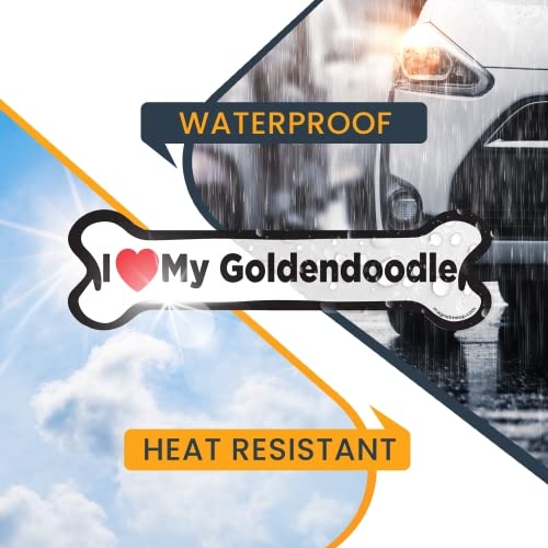 Image of I Love My Goldendoodle Dog Bone Car Magnet 2x7 Inch, Dog Lover Gift