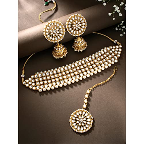 Image of Peora Traditional Ethnic Kundan Pearl Traditional Jewellery Set Gift for Women