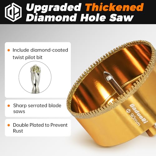 Image of 3 /4 inch Serrated Diamond Hole Saw with 2Pcs Removable Pilot Bits, Easy-Align for Precise Drilling in Porcelain Tile, Ceramic, Granite, Marble and Other Stones (3 /4 inch Tile Drill Bit)