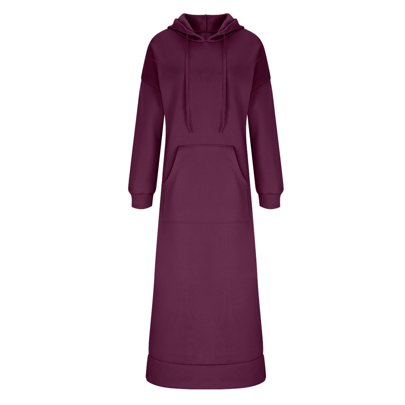 Robe longue à capuche pour femme, robe longue surdimensionnée avec cordon de serrage et poche