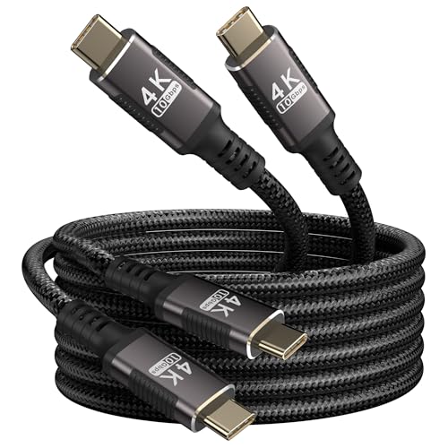 Image of USB C Cable 6.6ft 2-Pack Compatible with Thunderbolt 3,UsbC 3.1 gen 1 Cable 10Gbps Data Transfer,4K@60Hz /2K@120Hz Video Output Monitor Cord,Type-C Nylon Braided 100W Fast Charging.