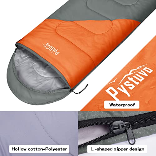 Pystuvo Sleeping Bag for Adults,4 Season Sleeping Bag,Lightweight,Waterproof Indoor & Outdoor Use,Comfortable Sleeping Sackfor Kids,Teens & Adults for Hiking,Backpacking and Camping,Gray+Orange - Image 3