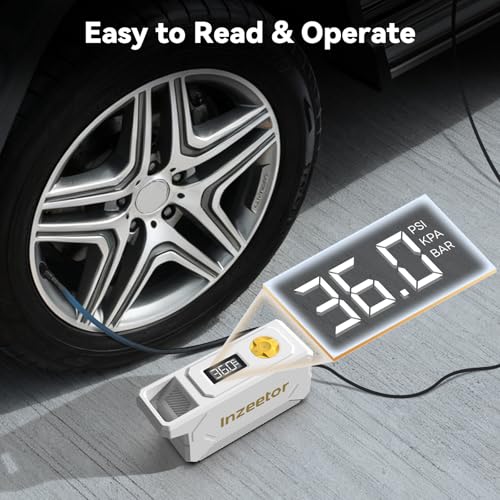 Image of 150 PSI Tire Inflator Portable Air Compressor with Digital Pressure, White