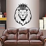 Wall Vinyl Decal Home Decor Art Sticker Lion King with Crown Head Wild Animal Nursery Bedroom Living Room Removable Stylish Mural Unique Design 2433