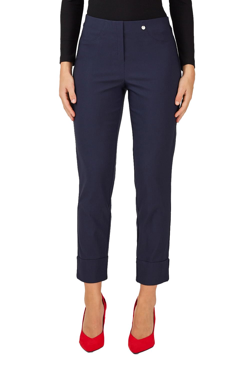 Robell Style Bella 09 Damenhose in Kurzgröße, hohe Taille, Bengaline-Stoff