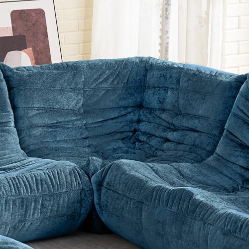 Image of HABUTWAY Giant Bean Bag Chairs Lazy Sofa for Adults,Corner,Navy Blue | Memory Foam Bean Bag Chairs,Fireside Corner Chair,Lazy Floor Corner Sofa for Living Room, Bedroom, Dorm, Office