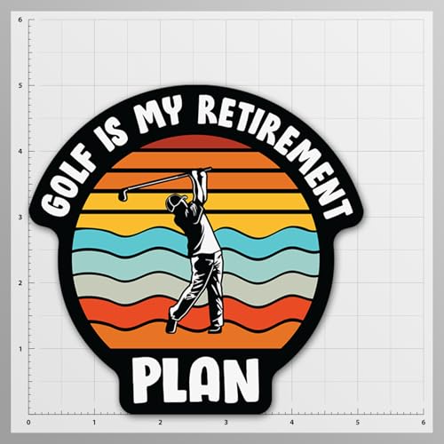 Image of Funny Golf Stickers - 5 Inch Waterproof Vinyl Decals - Choose from 10 Humorous Designs - Perfect for Cars, Golf Carts, Laptops, Windows, Bumpers & More (Retirement Plan)