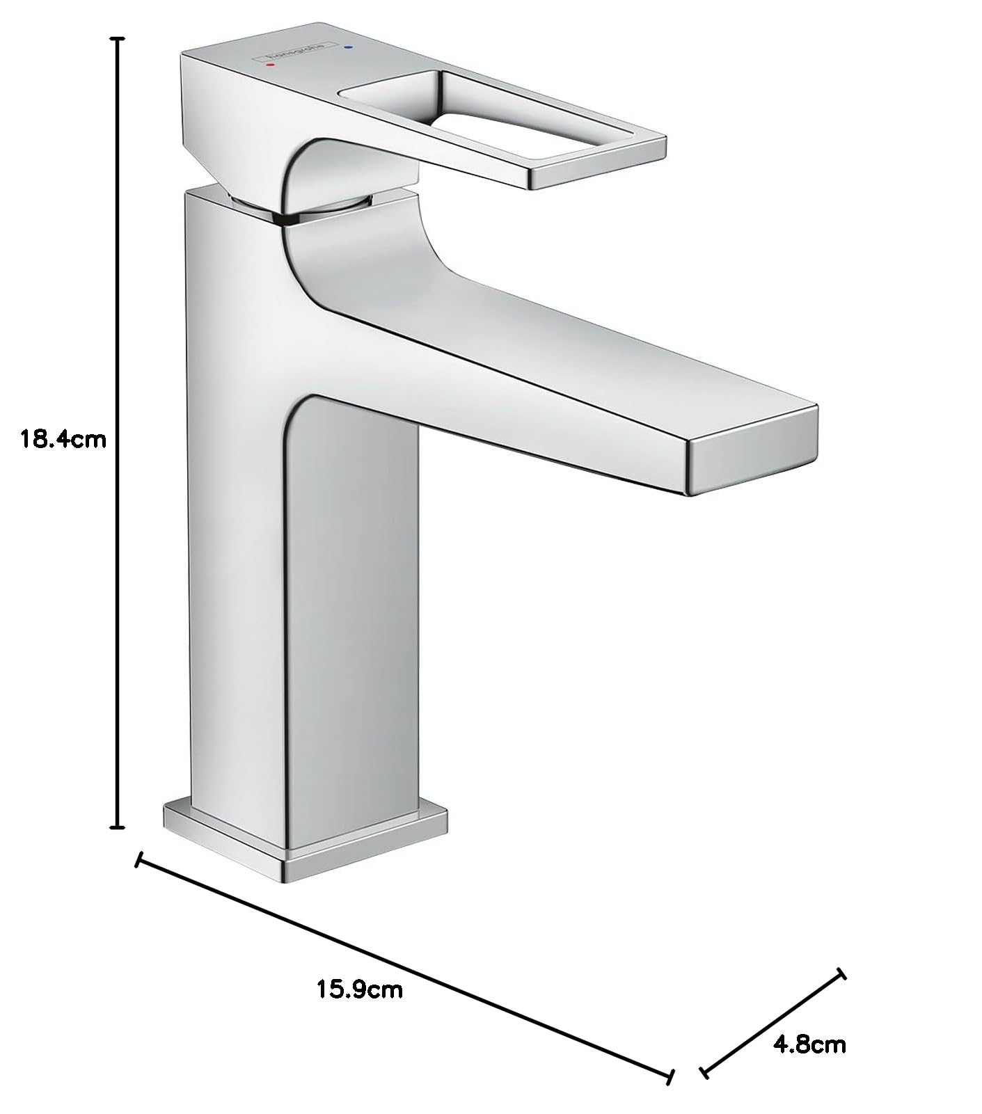 hansgrohe Metropol Miscelatore monocomando lavabo 110 con maniglia a staffa e push-open, cromo, 74507000