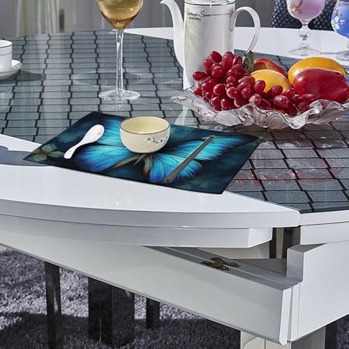 Sets de table anti-tache papillon bleu lot de 6 pour protéger votre table - 5