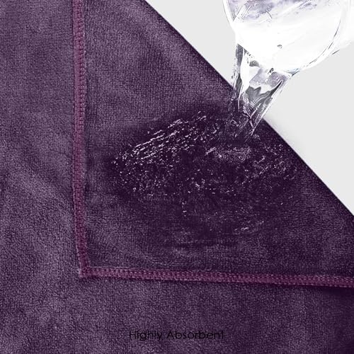 Image of HOUSSE Microfiber Face Towels | Ultra Absorbent, Odour-Free, Quick Dry 550 GSM Face Towel for Home, Gym, Travel, Running and Personal Use | 30x30 cm | Set of 4 BlackBerry Wine & Sandrift (Pack of 4)