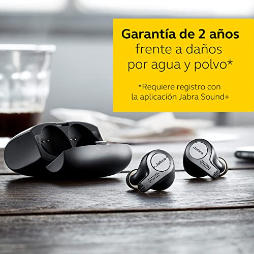 Jabra Elite 65t, Auriculares Bluetooth con Cancelación Pasiva del Ruido, Tecnología de Cuatro Micrófonos para Auténticas Llamadas Inalámbricas y Música, Negro Titanio