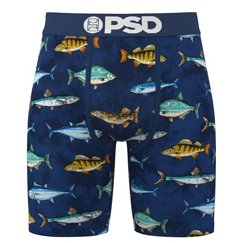 PSD Men's Boxer Briefs - Fresh Waters, 7 Inch Inseam, Moisture-Wicking, 4-Way Stretch, Boxer Briefs for Men, Small