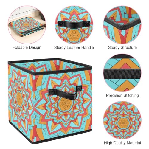 Cube de rangement pliable tissu motif géométrique pour optimiser dressing étroit - 5