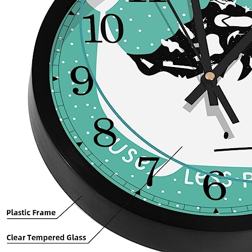 Horloge murale silencieuse à quartz baleine vert océan
