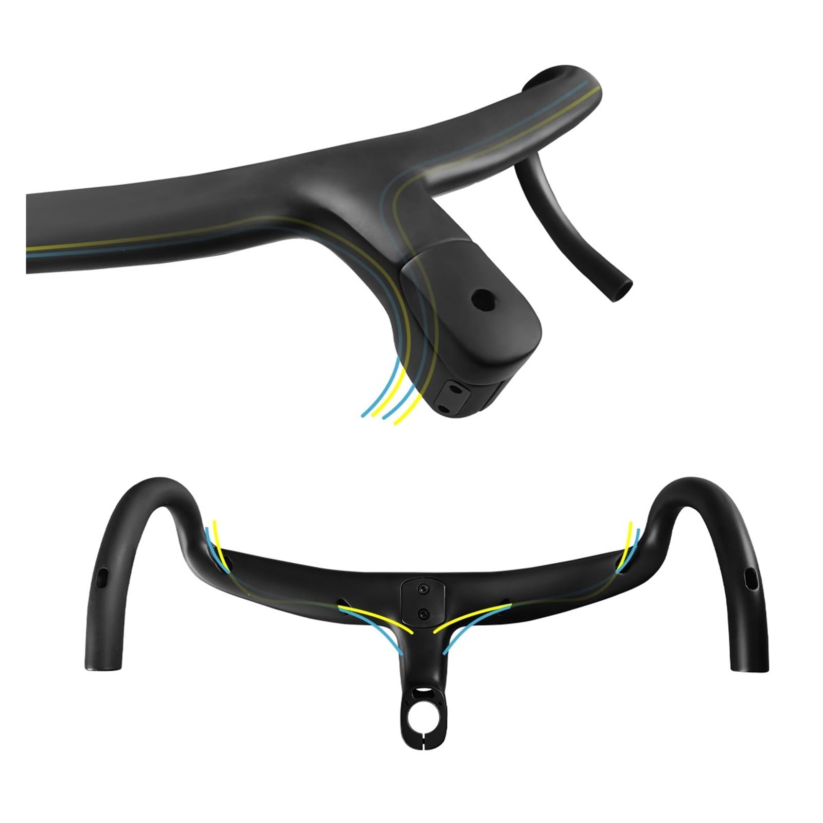 Manubrio Integrato 5D per Bici da Strada, Manubrio da Corsa Nero Opaco, Attacco Manubrio da 28,6 mm