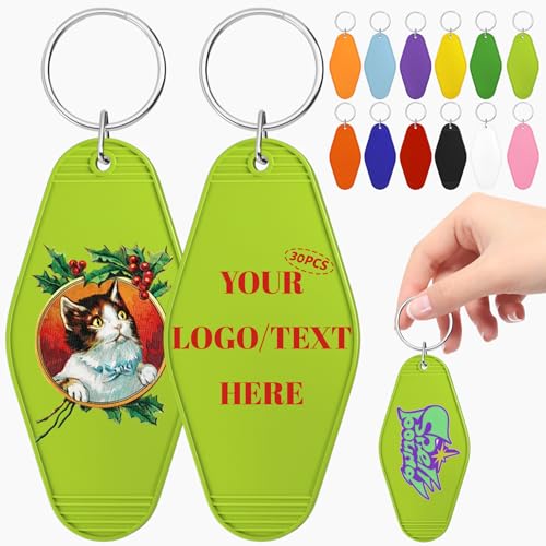 30PCS Custom Vintage Hotel Motel Keychain Key Tag Gift with Your Logo/Text