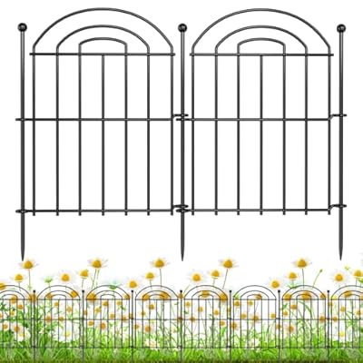 Decorative Garden Fence, 17in(H) x10.8ft Rustproof Metal No Dig Fence Animal Barrier Fence for Dog Rabbit, Wire Border Panel Fencing for Yard Patio Outdoor Decor 10 Pack