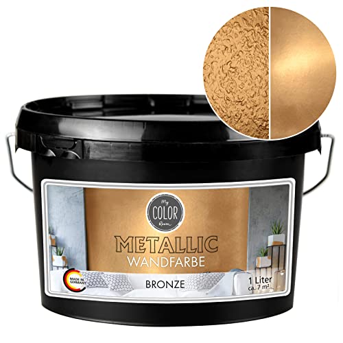 My COLOR Room Metallic Wandfarbe (1000 ml - Bronze) Effekt- Kreativfarbe für Wandgestaltung mit Metallic-Optik für Innenbereich, Dekorationsfarbe Made in Germany