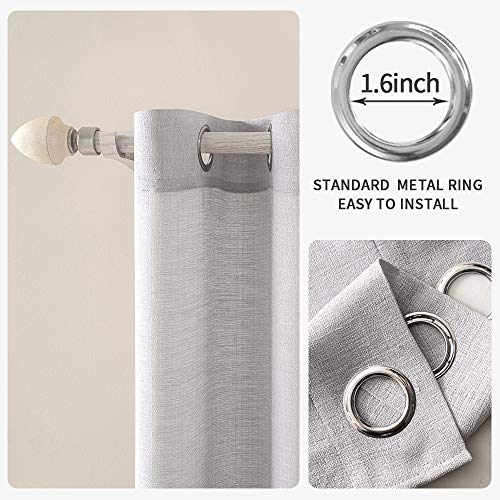 MIULEE 2 Panels Voile Sheer Curtains Cross Linen-like Solid Color Contemporary Decorative Ring Top Eyelet Panels for Bedroom Livingroom Nursery Room White 55" Wx110 L - Image 2