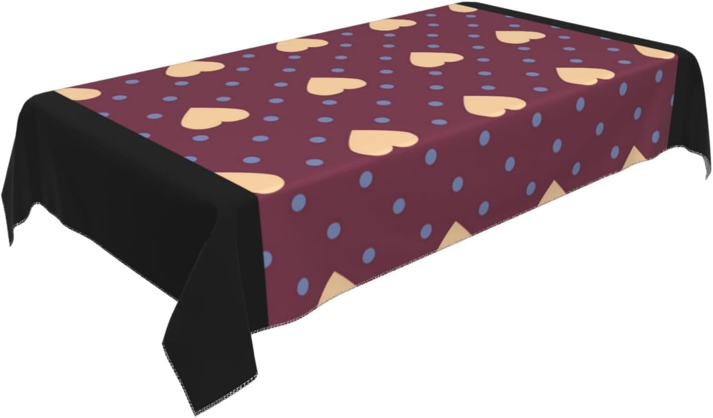 Prostokątny obrus 140 x 300 cm w kształcie serca kropki, odporna na plamy i zmywalna tkanina poliestrowa, ochraniacz na stół dla 8-10 osób, zastosowanie kuchnia salon wewnątrz i na zewnątrz 5949v