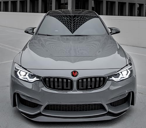 Image of Biomar Labs Front Hood Trunk Tuning Badge 82 mm Compatible with BMW Emblem 51148132375 Skull Black Red EO 35