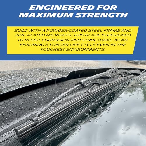 Image of MICHELIN Traditional Wiper Blade | Aerodynamic High-Performance Wiper with Graphite & Teflon Coated Natural Rubber for Streak-Free Wipe | U-Hook Type Rust-Resistant Steel Frame (1, 16 Inch)